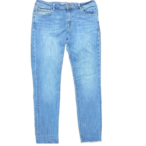WARP+WEFT Light Indigo Skinny Frayed Hem Jeans - Picture 1 of 16